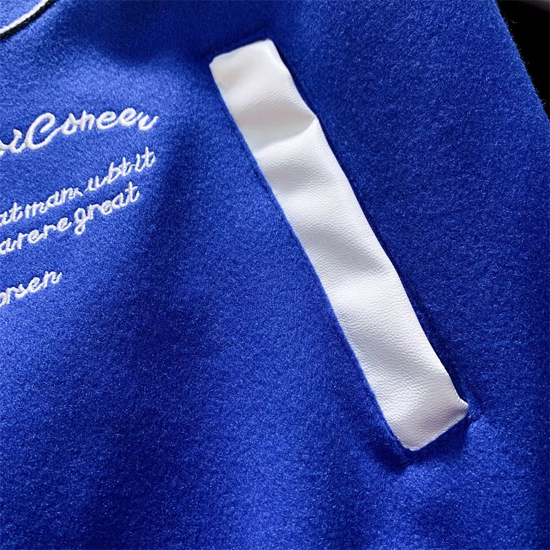 Áo bomber nam Thêu tay áo da /Áo khoác bóng chày dáng rộng thêu họa tiết phong cách retro thời trang năng động cho nữ