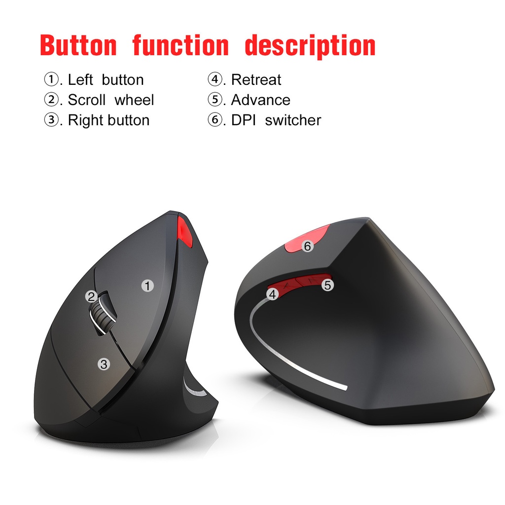 MC-Wireless Mouse Bluetooth V3 0 Vertical Laptop Mouse Adjustable Portable Computer Accessory