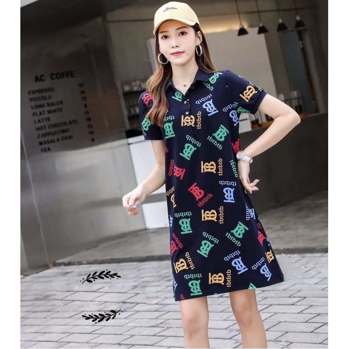 ĐẦM THUN POLO NỮ BIGSIZE QUẢNG CHÂU CAO CẤP,DÁNG SUÔNG,CỔ POLO,NGẮN TAY,CHẤT THUN.