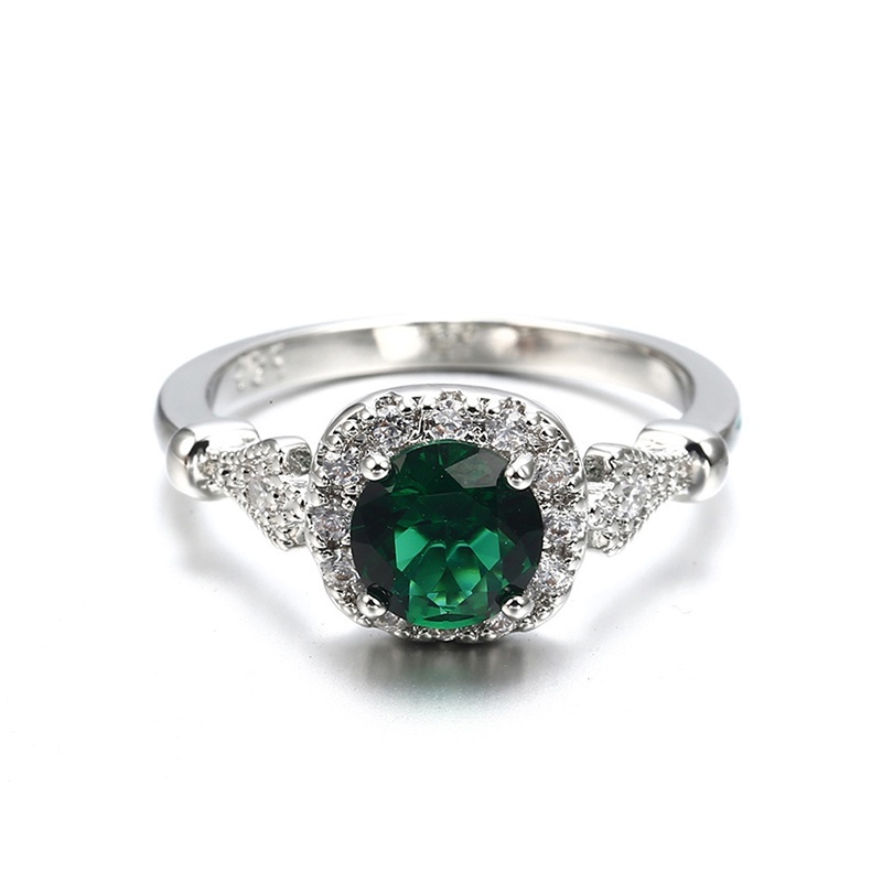 New Exquisite Jewelry Women's Silver Ring Cut Emerald Diamonds Couple Rings