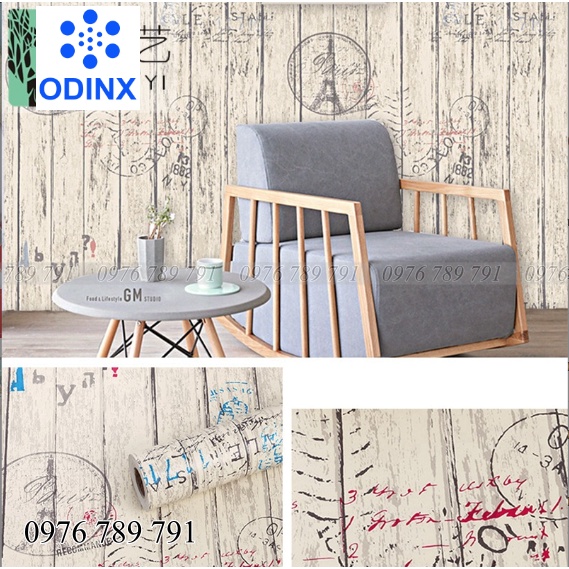 Giấy Dán Tường Giả Gỗ 3D Có Keo Sẵn 10m Decal Dán Tường Phòng Khách Chống Thấm ODINX