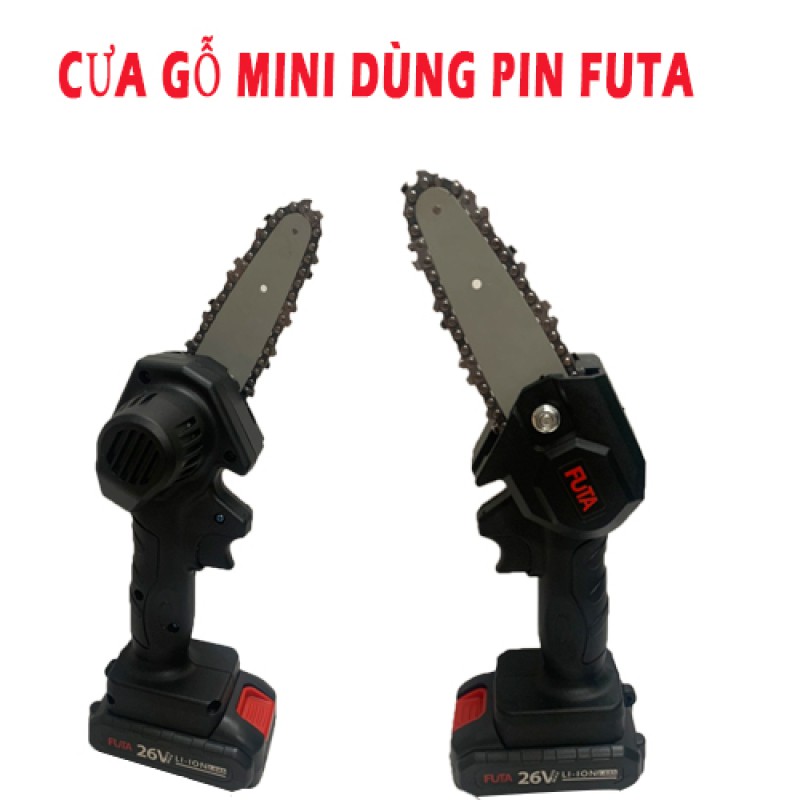 máy cưa pin xích cầm tay 26V- máy cắt gỗ mini