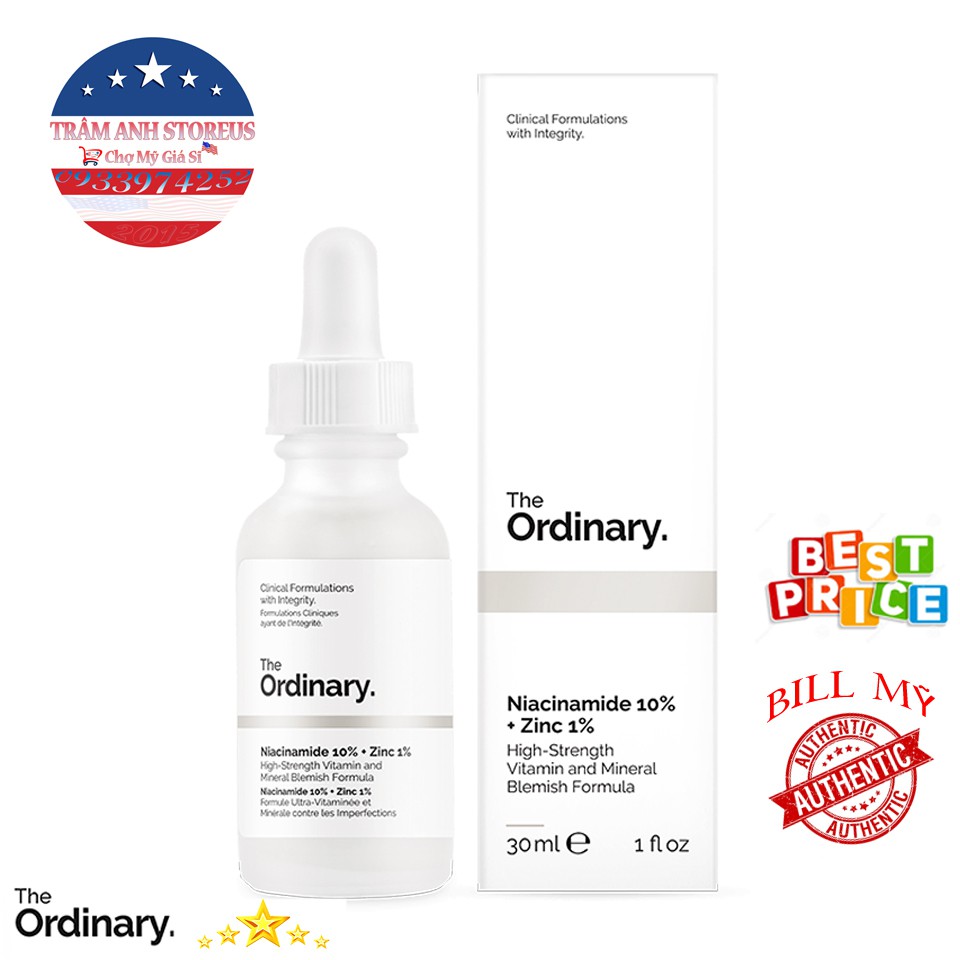 Tinh chất Niacinamide 10% + Zinc 1% - The Ordinary ( Bill Mỹ )