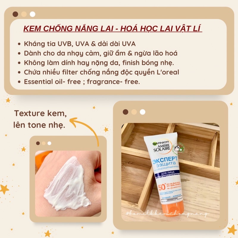 Kem/ sữa chống nắng Garnier Amber Solaire- chống nắng phổ rộng &amp; không chứa hương liệu