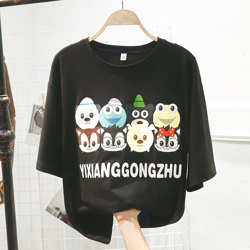 Áo Thun Nữ In Hình Mặt Thú Ngộ Nghĩnh