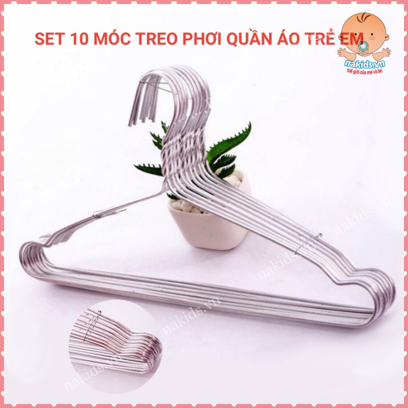 Móc Nhôm Treo Phơi Quần Áo Cho Bé Set 10 Chiếc