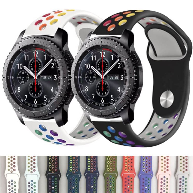 Dây Đeo Silicon Màu Cầu Vồng 22mm 20mm 42mm Cho Đồng Hồ Thông Minh Samsung Galaxy 46mm 42mm Và Huawei Gt 2 Amazfit