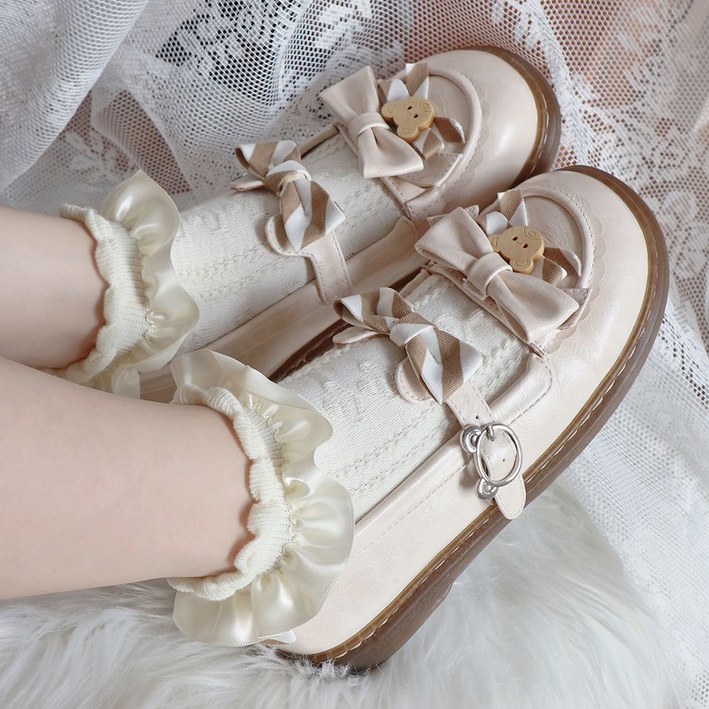 Vớ Cotton Mềm Mỏng Phối Ren Họa Tiết Trái Tim Phong Cách Lolita Ngọt Ngào Cho Nữ Taylor1