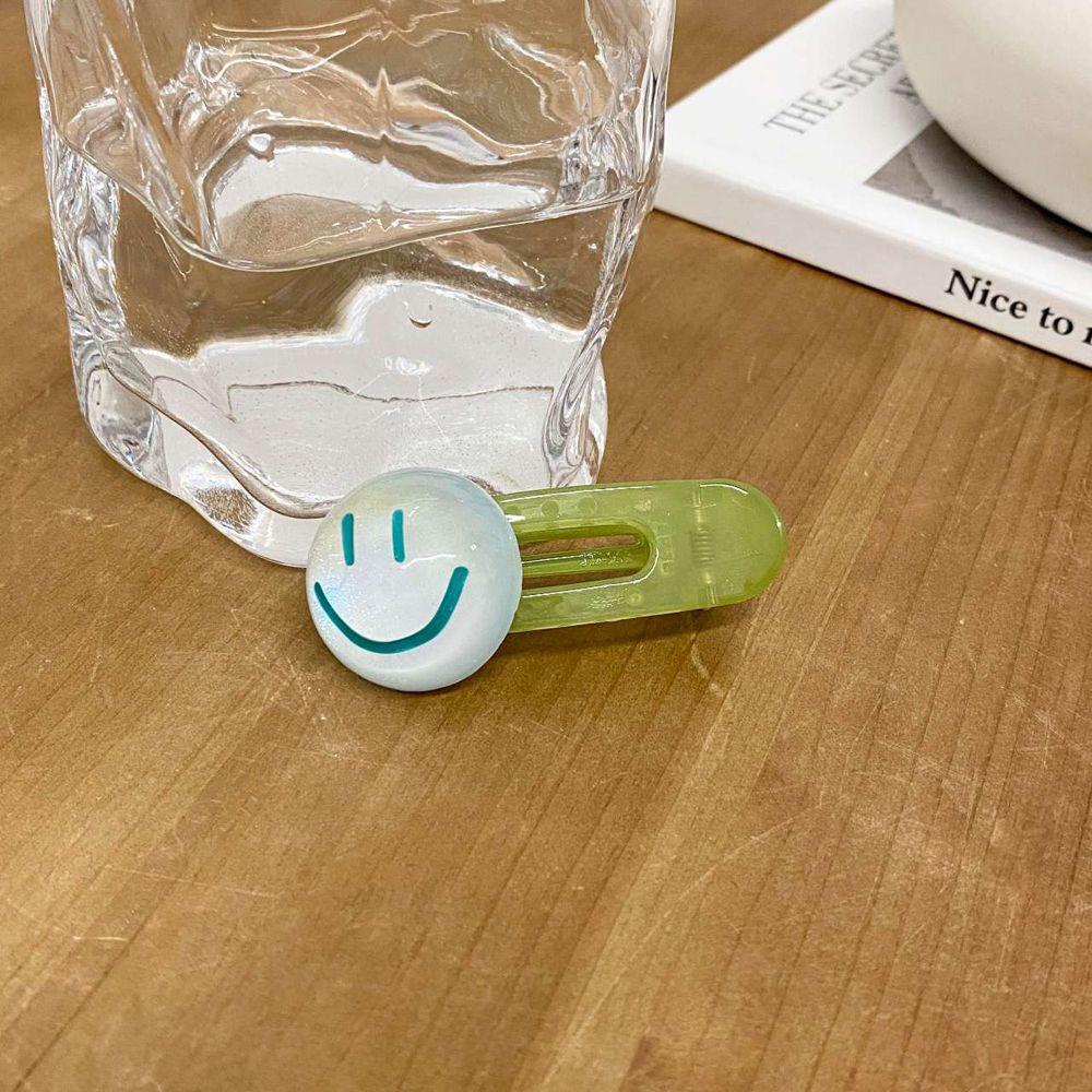 Kẹp Tóc Nhựa Trong Suốt Hình Mặt Cười Dễ Thương Phong Cách Hàn Quốc