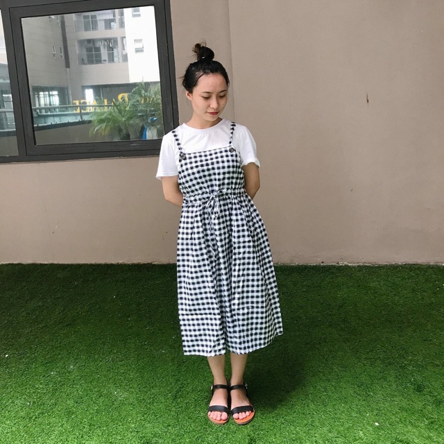 Yếm kẻ caro xanh navy/đỏ