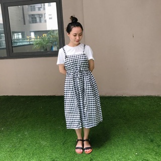 Yếm kẻ caro xanh navy/đỏ