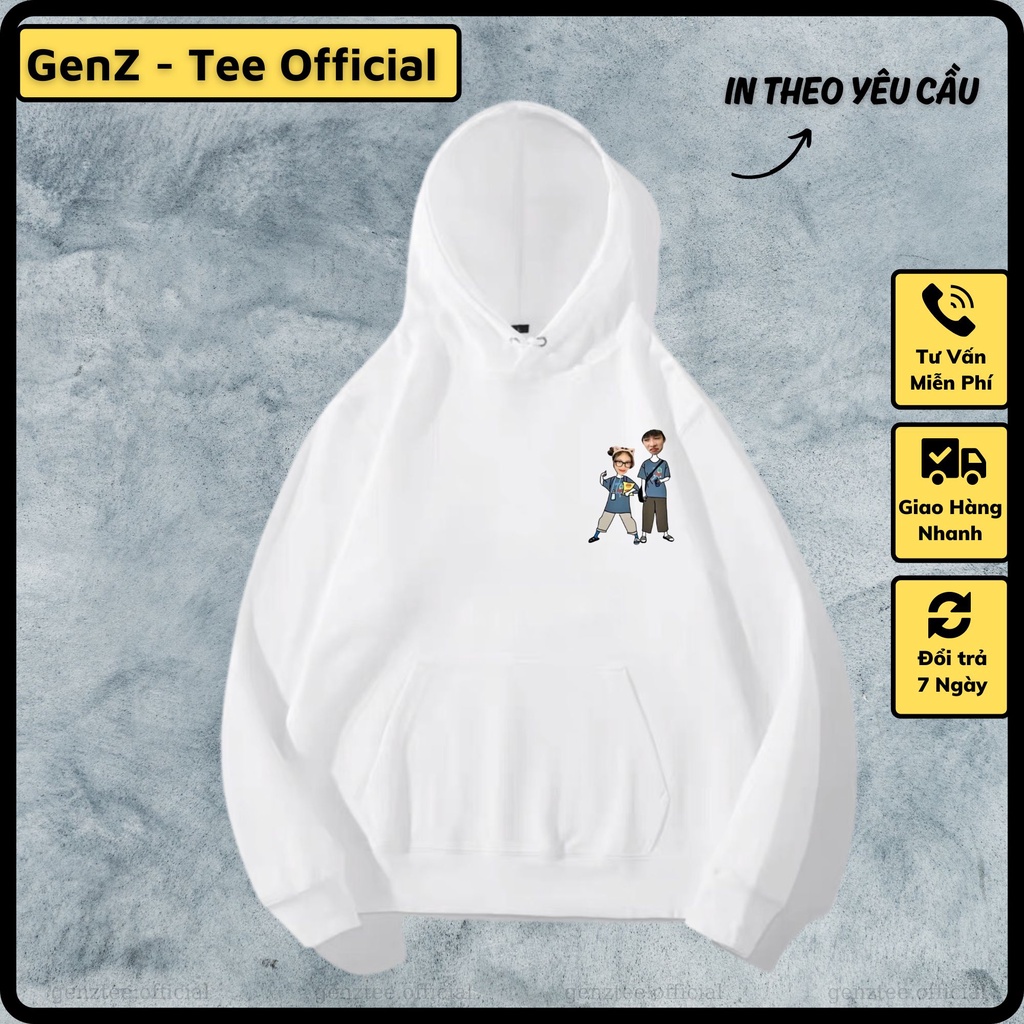 Áo Hoodie Nỉ Dài Tay In Hình Cá Nhân Theo Yêu Cầu Hai Màu Trắng Đen Đủ Size Mới Nhất