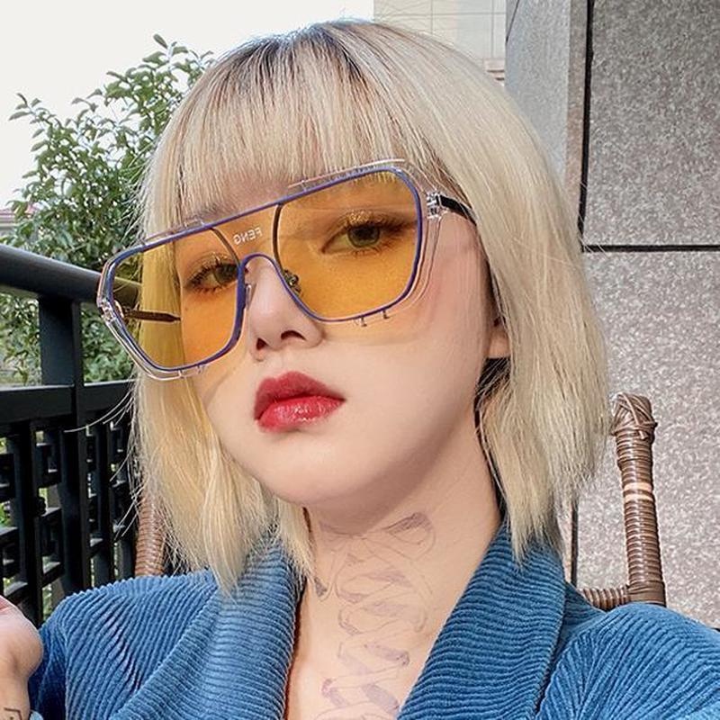 (AIMURUSI) COD Kính Râm Chụp Ảnh Đường Phố Chống Tia UV Màu Đỏ Cỡ Lớn Phong Cách Đường Phố Retro Thời Trang Cho Nam Và Nữ