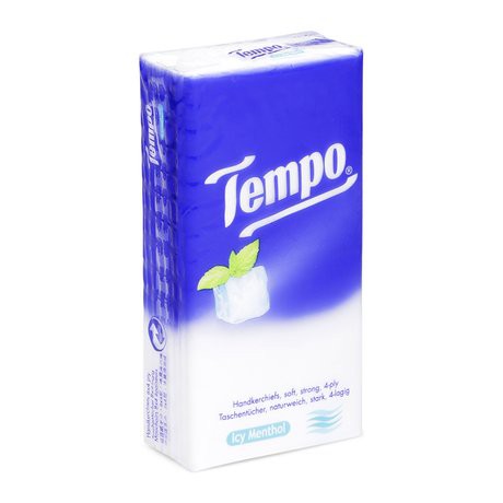 Khăn giấy bỏ túi 4 lớp Tempo Regular Icy Menthol lốc 10 gói