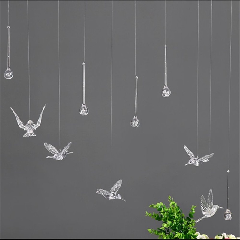 Phụ kiện chim ruồi bằng acrylic trong suốt gắn trần nhà trang trí nội thất