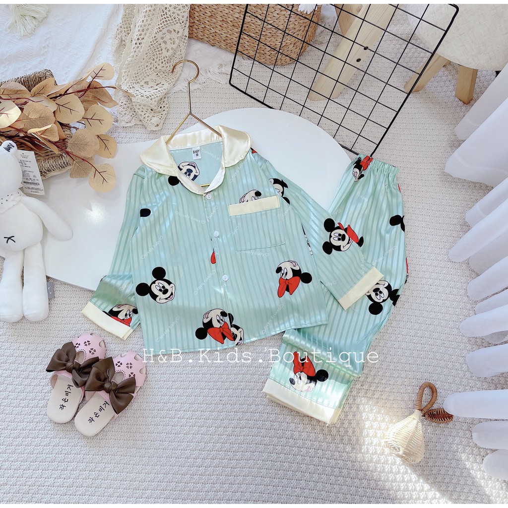SALE PIJAMA DÀI TAY CHẤT GẤM THƯỢNG HẢI MỊN MÁT CHO BÉ GÁI SIZE 10-30KG