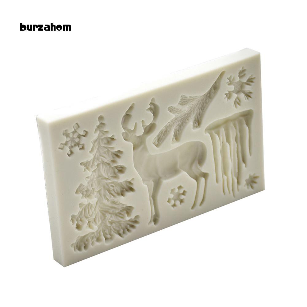 Khuôn silicone kiểu dáng giáng sinh độc đáo dùng để làm bánh tiện lợi 11.8cm x 7.5cm x 1.1cm