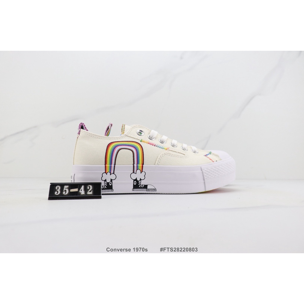 Giày Converse 1970s Vải canvas Cổ Thấp In Họa Tiết graffiti Cầu Vồng Cá Tính Cỡ 35-42