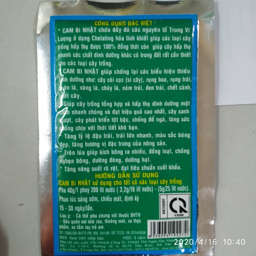 Phân bón lá trung vi lượng Cambi Nhật gói 40g