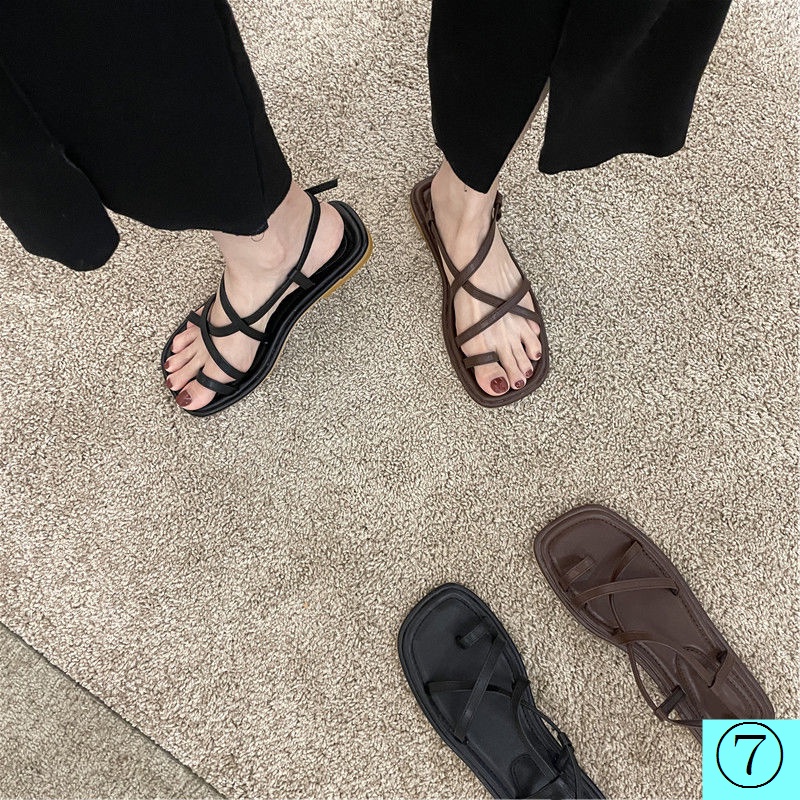Sandal Roman Mùa Hè 2022 Đế Phẳng Thắt Dây Phong Cách Mới Dễ Phối Đồ Cho Nữ