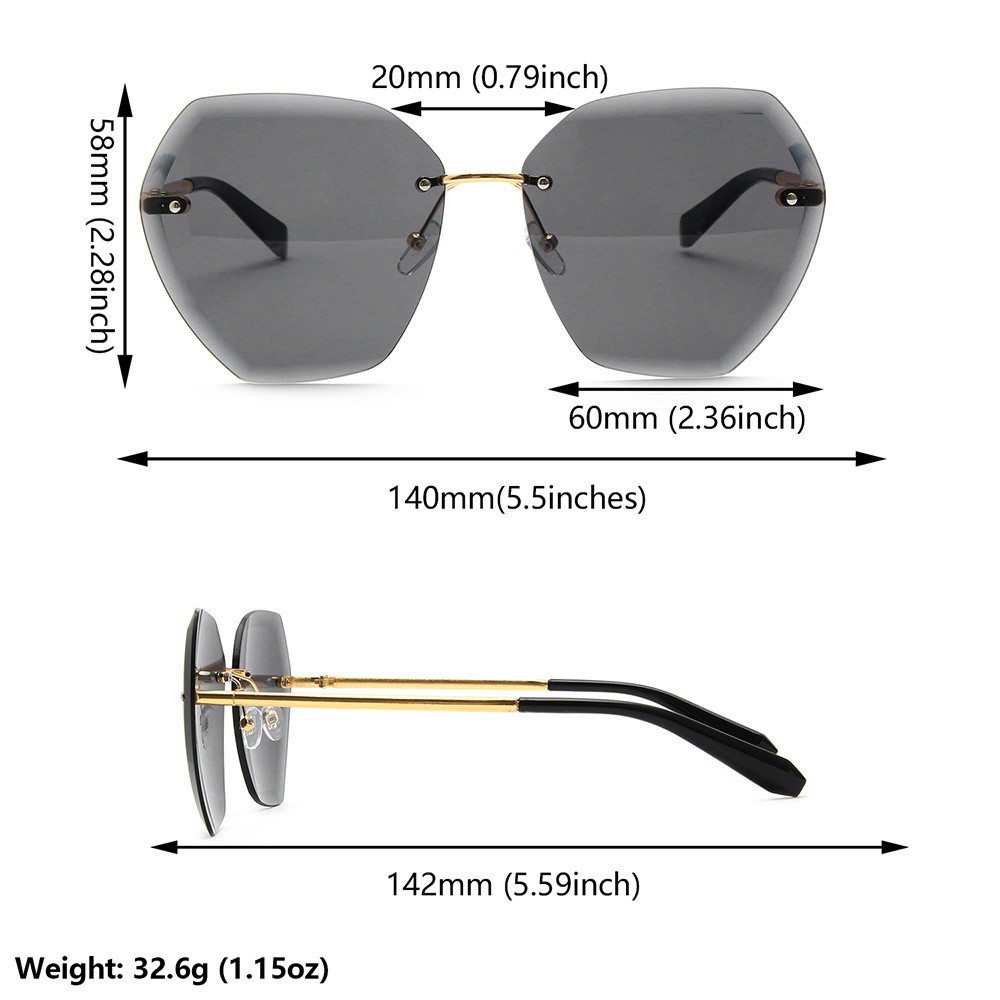 Kính Mát Không Gọng Chống Tia Uv400 Thời Trang Cổ Điển Cho Nữ