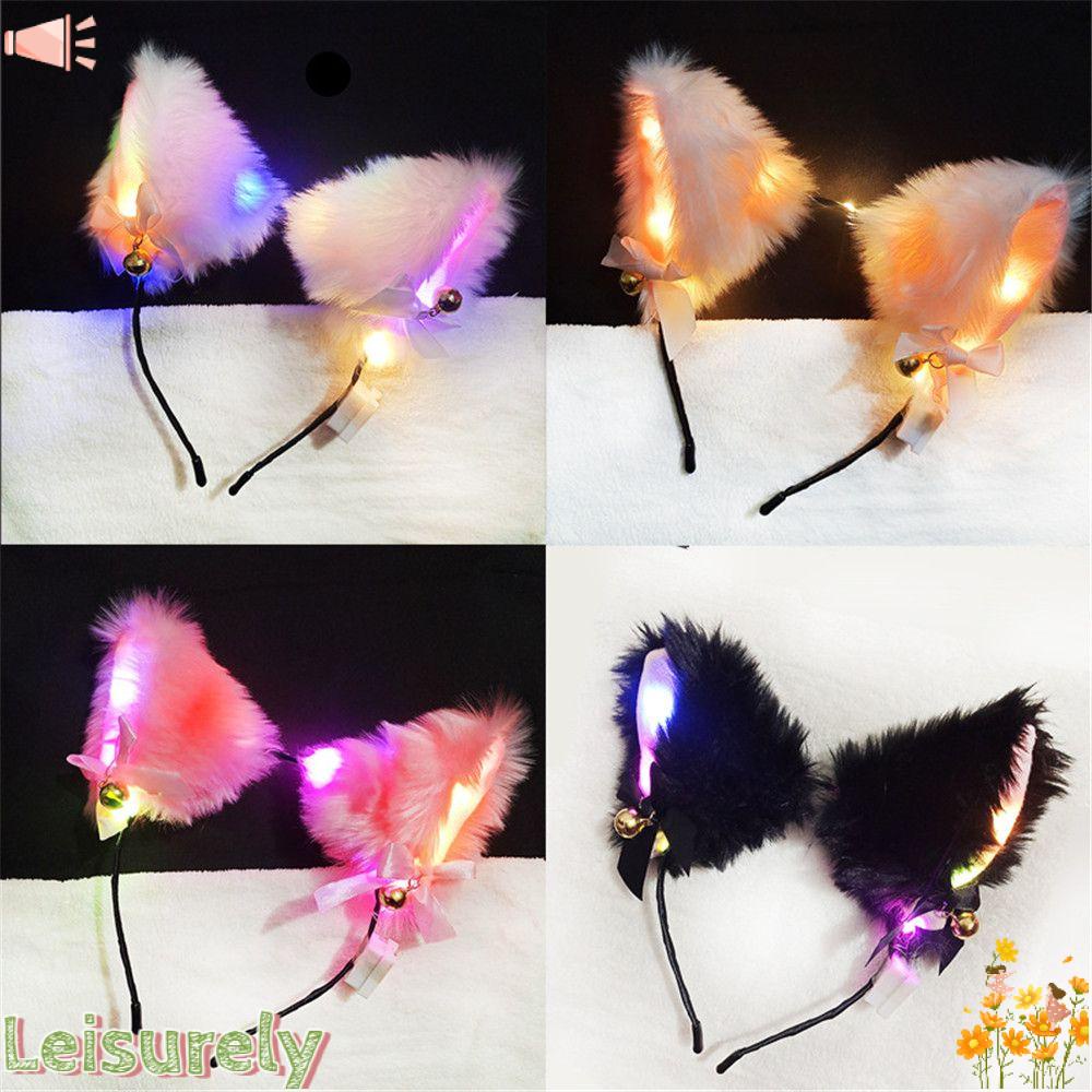 Băng Đô Tai Mèo Phối Lông Tích Hợp Đèn LED Độc Đáo