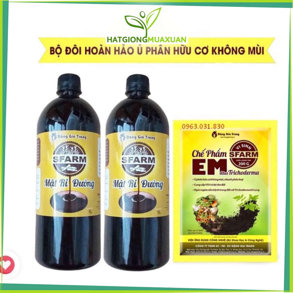 COMBO 1 TÚI CHẾ PHẨM EM SFARM 200GR VÀ 2 CHAI MẬT RỈ ĐƯỜNG SFARM 1 LÍT