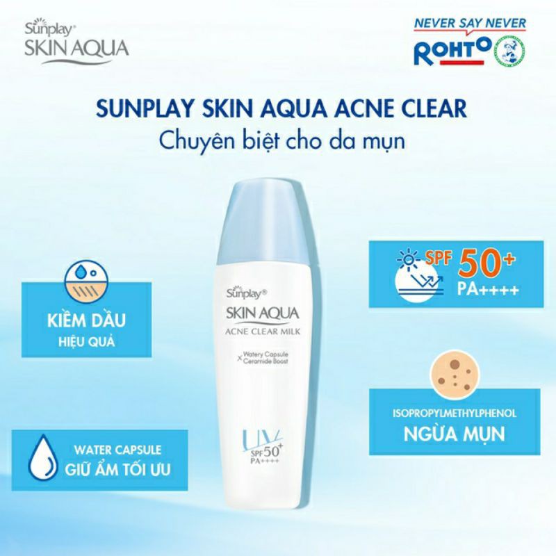 Sunplay Skin Aqua Acne Clear Milk – Sữa chống nắng dưỡng da ngừa mụn