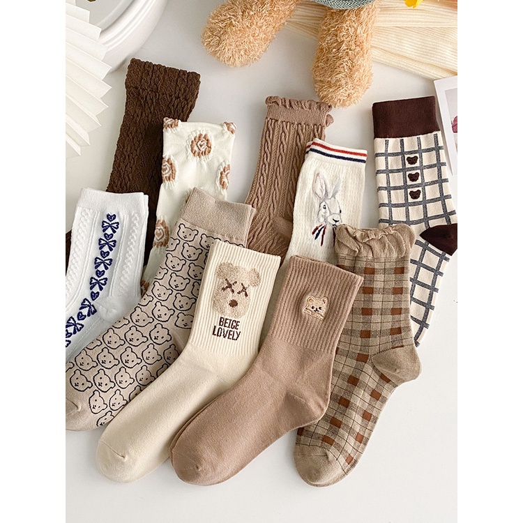 Cute Byte Vớ Cotton Dài Giữ Ấm Mùa Đông In Họa Tiết Hoạt Hình Dễ Thương Phong Cách Harajuku Đường Phố Hàn Quốc Cổ Điển Dành Cho Bạn Nữ