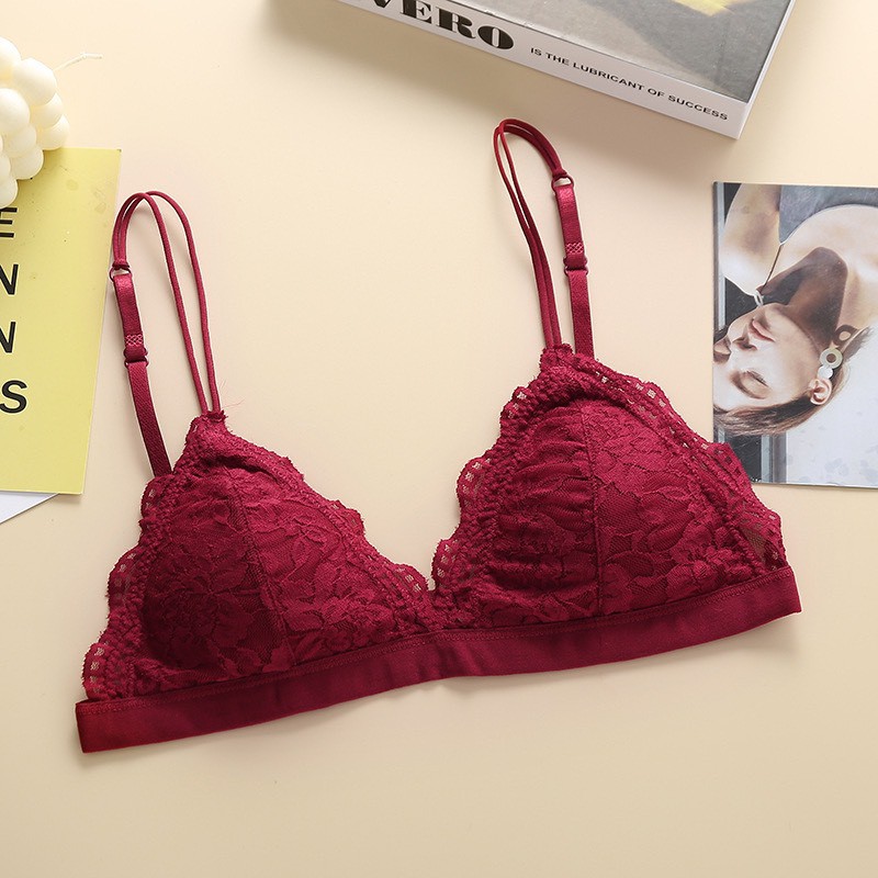 Áo Ngực Bra Ren Quyến Rũ 2 Dây Không Gọng Mút Mỏng Mặc Thoải Mái Mềm Mịn Có Móc Cài Sau Bralette 8703