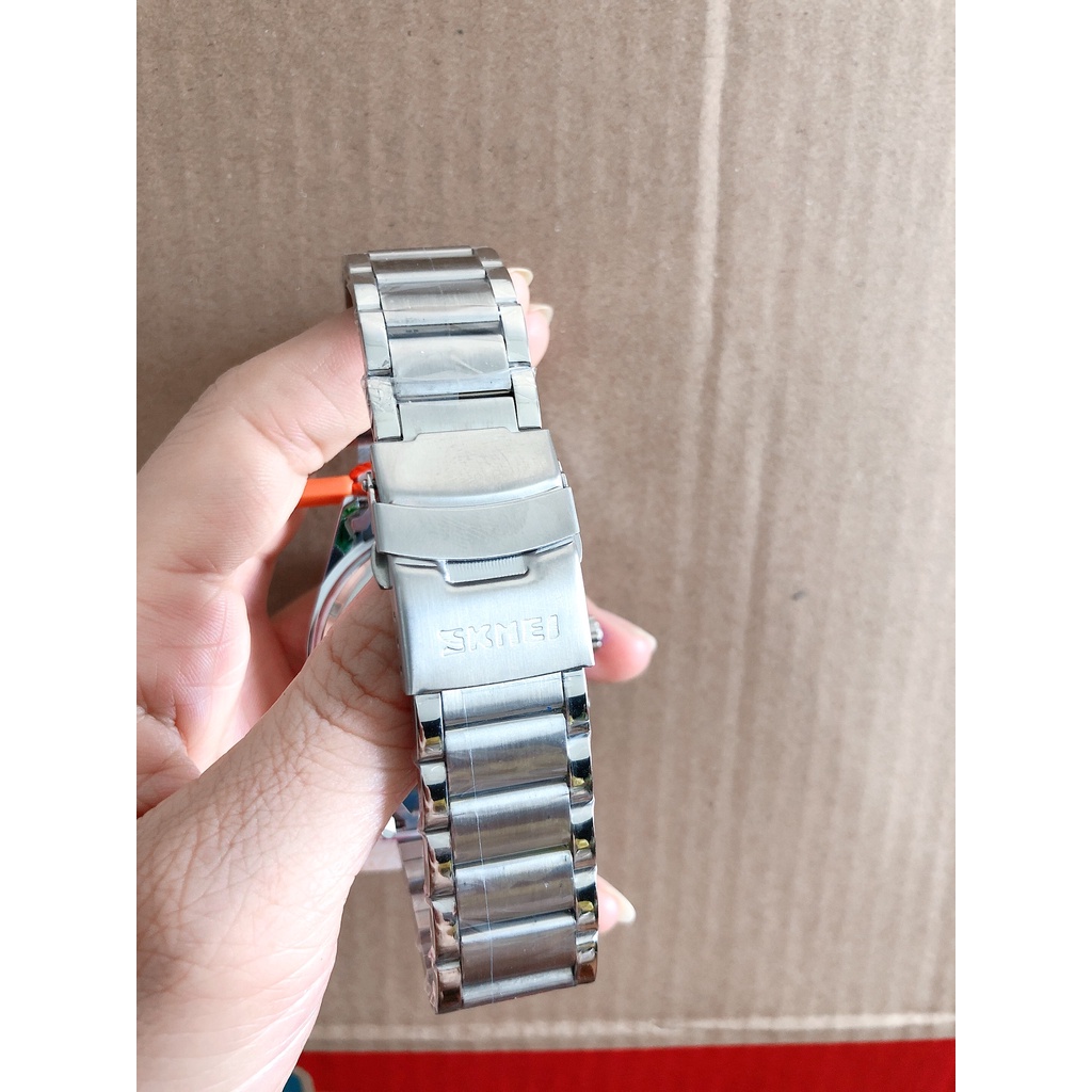 Đồng hồ thời trang nam chính hãng SKMEI 6 kim chạy 9096 dây thép không gỉ chống nước hàng full box