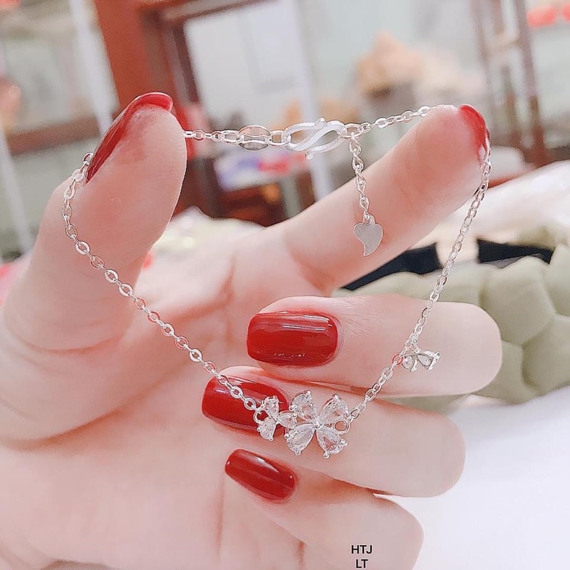 Sét lắc tay và lắc chân cỏ 4 lá THJ may mắn , chuẩn bạc ta