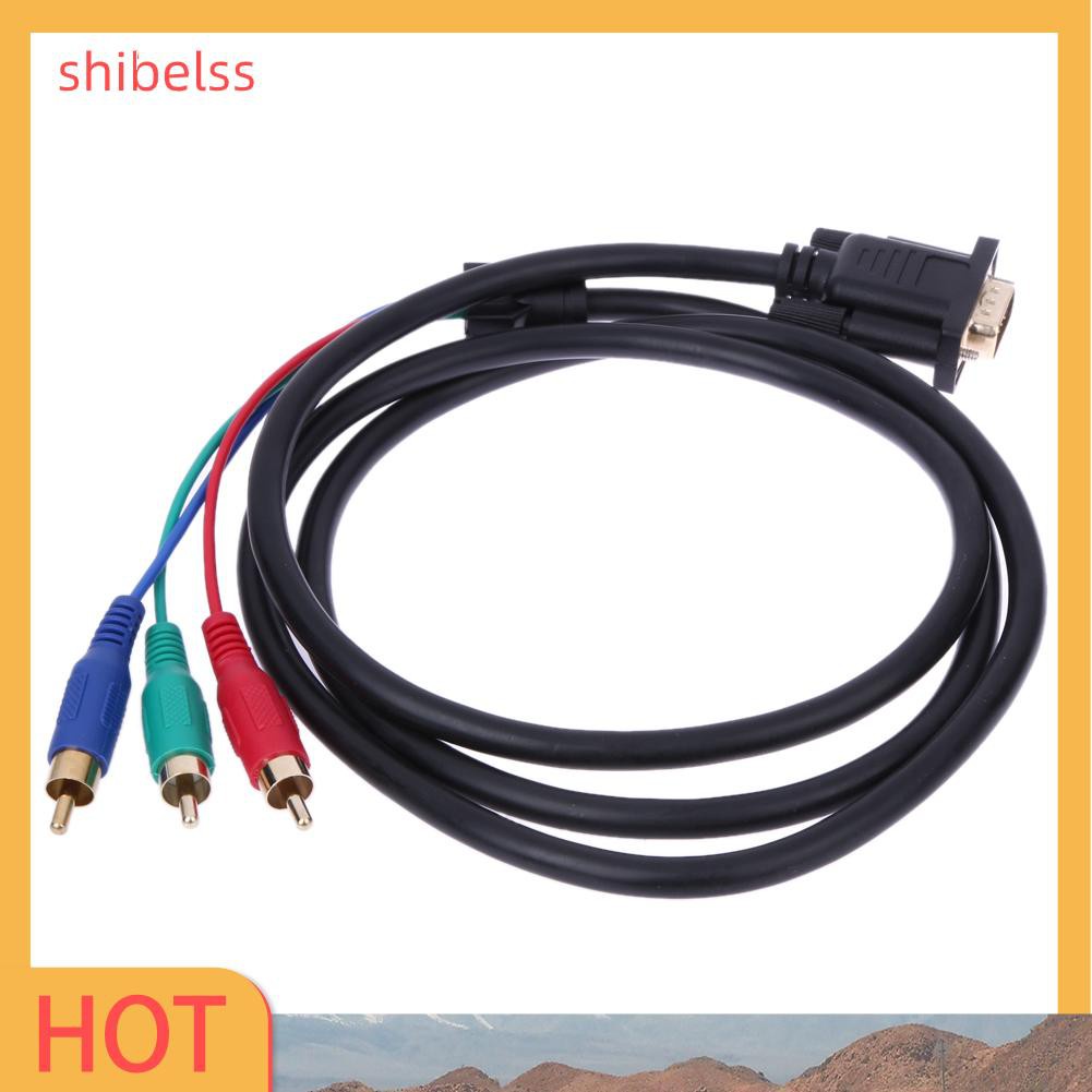 Shibelss 1.5m 5Ft VGA to TV 3 RCA Component AV Adapter Cable for PC Laptop