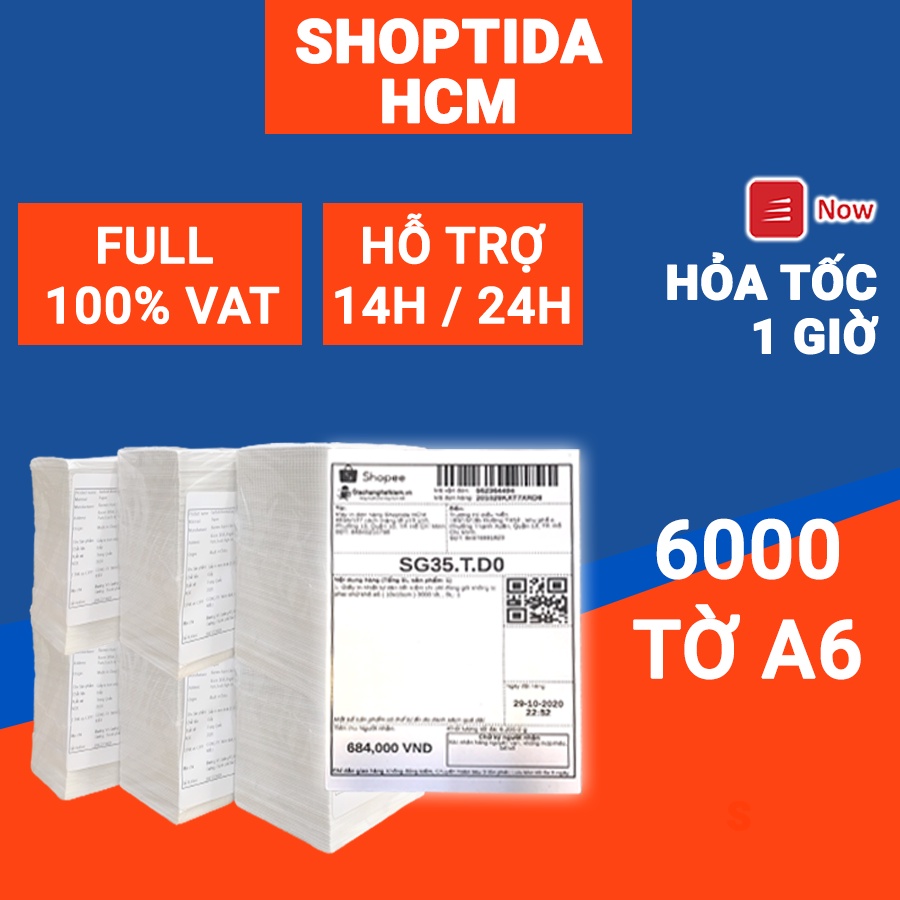 Giấy in nhiệt Shoptida 8000 tờ A6 10*15cm 3 lớp tự dán chống nước, sử dụng cho máy in