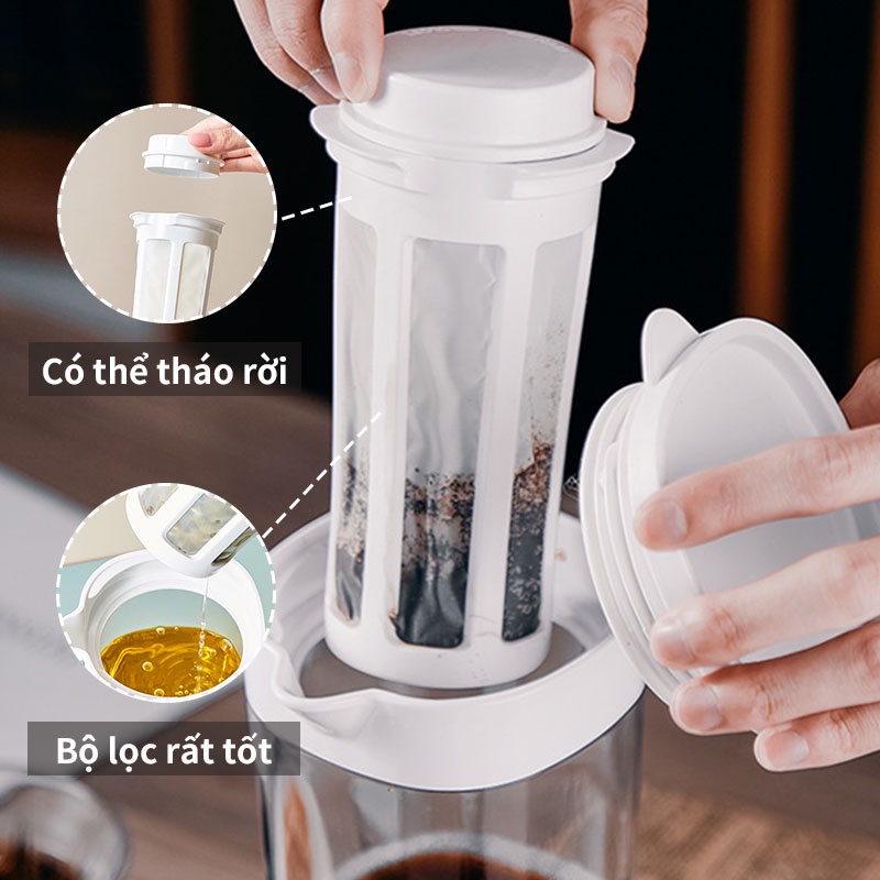 Bình pha cold brew 1100ml(cà phê ủ lạnh )Bình pha trà ABS Vòng đệm silicon dày dặn Phin pha cafe ​Coffee maker