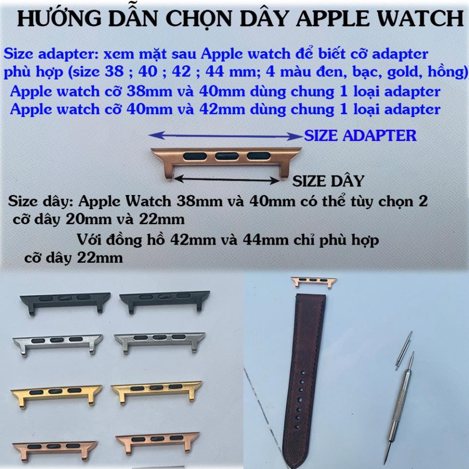 Dây Apple Watch da cá sấu KHÂU TAY-Da thật-loại đốt tre cao cấp D107-BH24tháng(Tặng tool tháo;chốt;khóa,CÓ VIDEO]