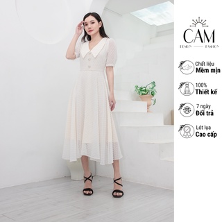 Đầm xòe dự tiệc thiết kế cao cấp CAM Fashion, đầm voan công sở sang trọng D032