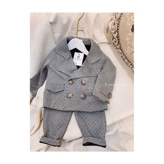 Set vest 3ct chấm xám cho bé trai