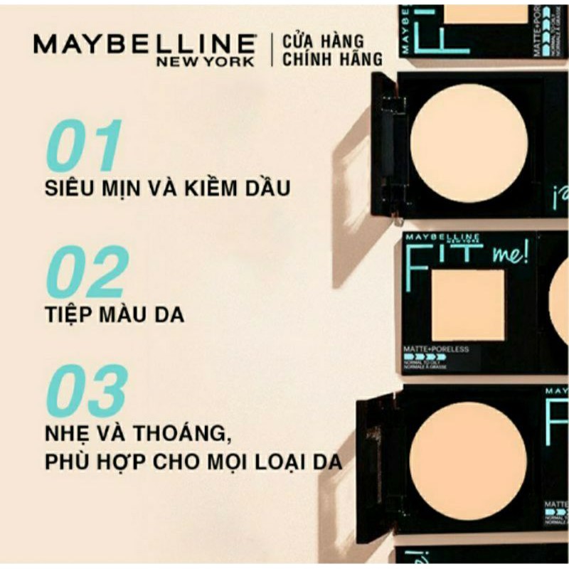 Phấn Phủ Mịn Nhẹ Kiềm Dầu Fit Me Matte Poreless Powder Maybelline New York 8.5g