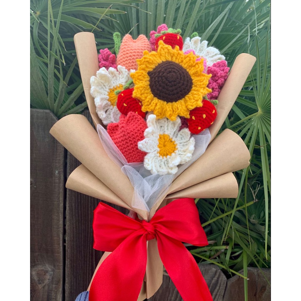 Hoa cúc daisy bông lớn handmade bằng len làm quà hoặc trang trí, hoa len thủ công