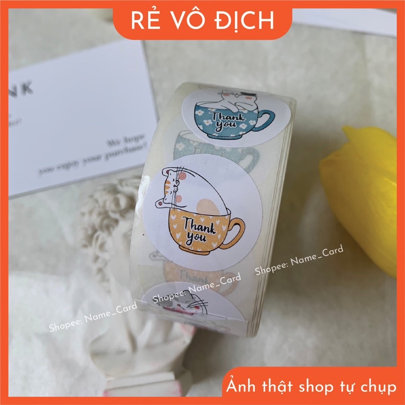 Tem nhãn dán cảm ơn, sticker thank you, kích thước tem 2,5 cm