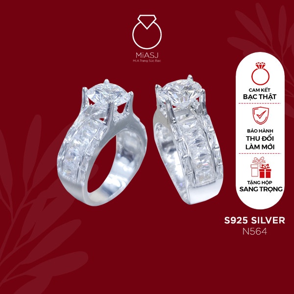 Nhẫn nữ bạc Ý S925 MiASJ N564 nạm đá cao cấp, sang trọng, lung linh