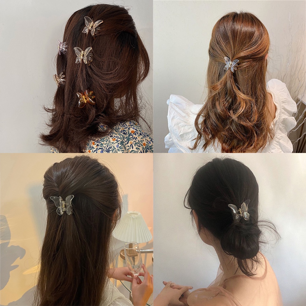 Kẹp tóc trong suốt hình bướm thời trang cho nữ