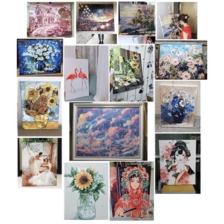 Tranh sơn dầu số hoá tự tô 40*50 sẵn khung 1.6cm tổng hợp nhiều mẫu