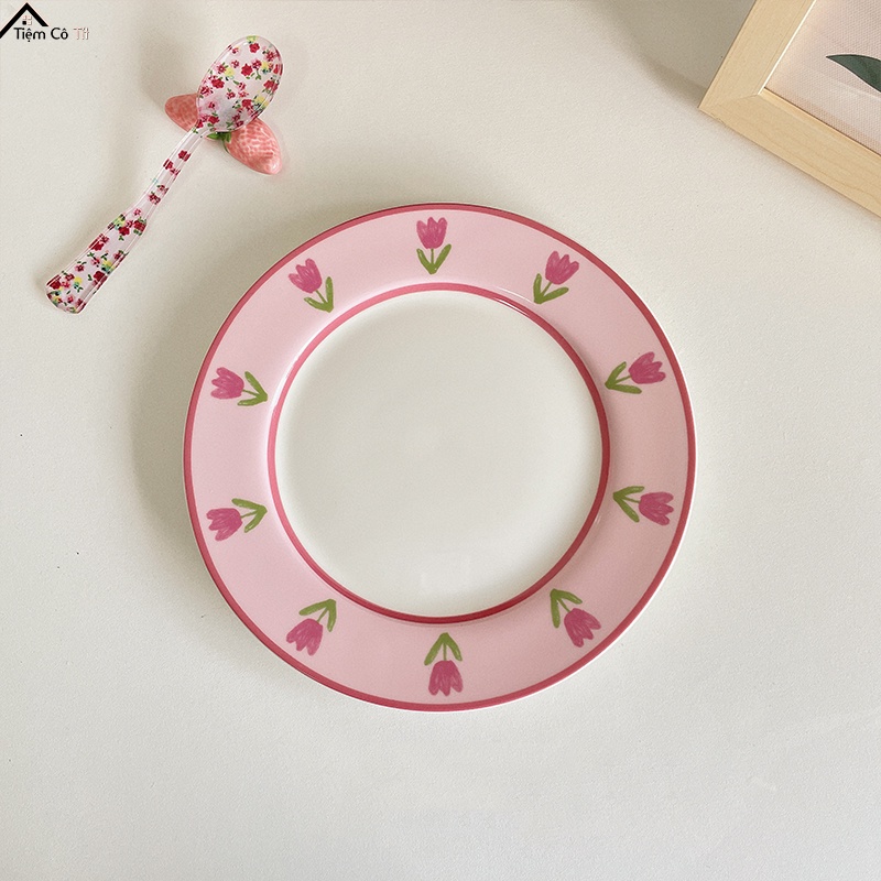 Đĩa sứ decor phong cách Hàn Quốc không chì Tiệm Cô tít