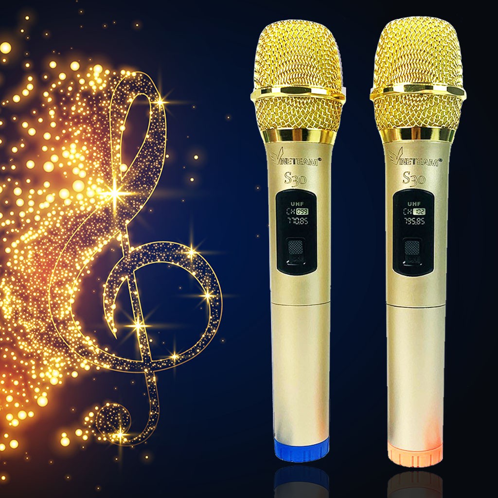 Bộ 2 micro karaoke không dây Vinetteam S30 kết nối bluetooth cho loa kéo-Hỗ trợ thiết bị có jack 3.5mm và 6.5m -dc4393