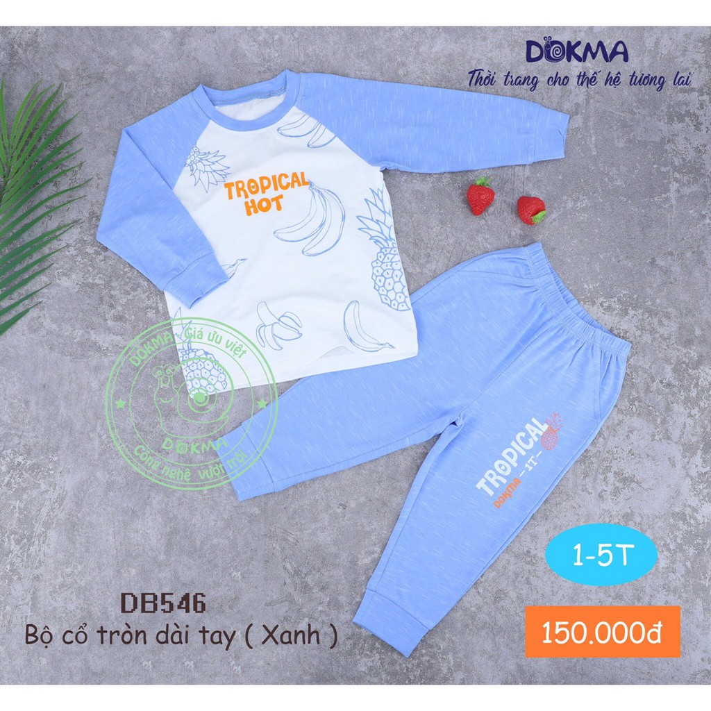 🔥 Bộ cotton dài tay bé trai, bé gái Dokma siêu xinhhhh🔥 DB546 - THU ĐÔNG 2020