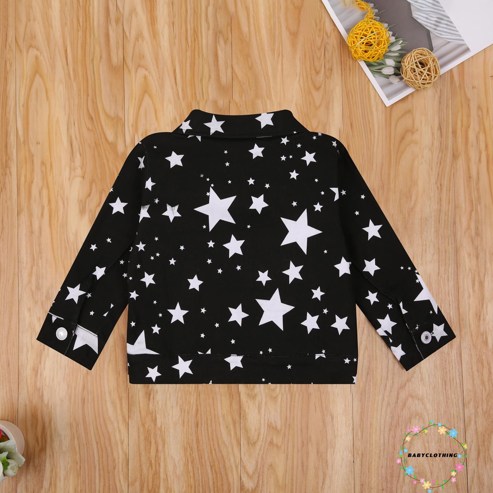 BBCQ-Children´s Jacket, Girl´s Lapel Long Sleeve Top Star Printed Pattern Autumn Coat for Boys