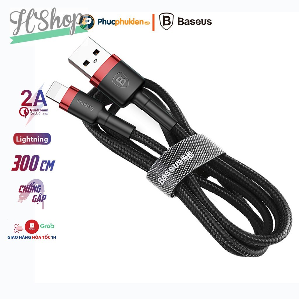 Dây sạc IP táo 1m 2m chính hãng Baseus Cafule hỗ trợ sạc 10w cho IP táo 5 đến 13 pro max