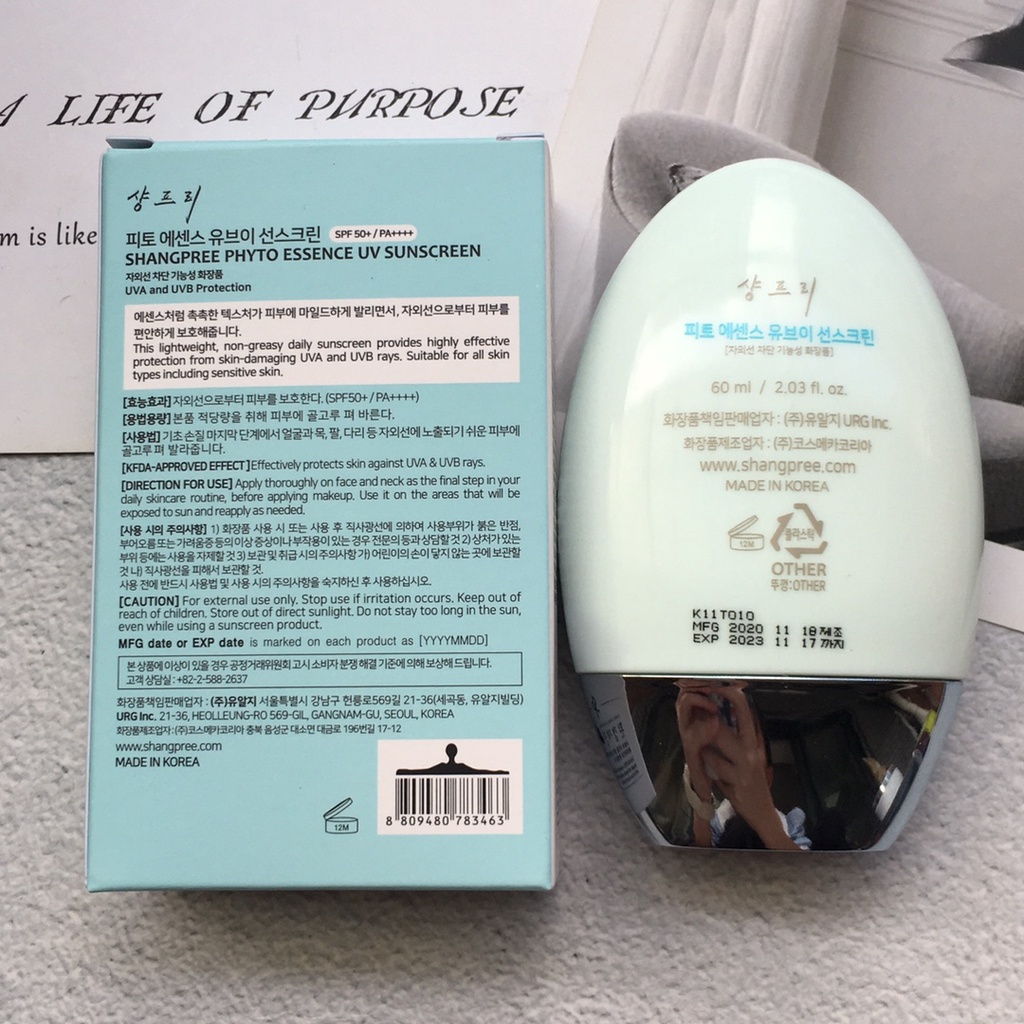 Kem chống nắng SHANGPREE Hàn Quốc không nhờn dưỡng ẩm làm trắng da không đều 60ml